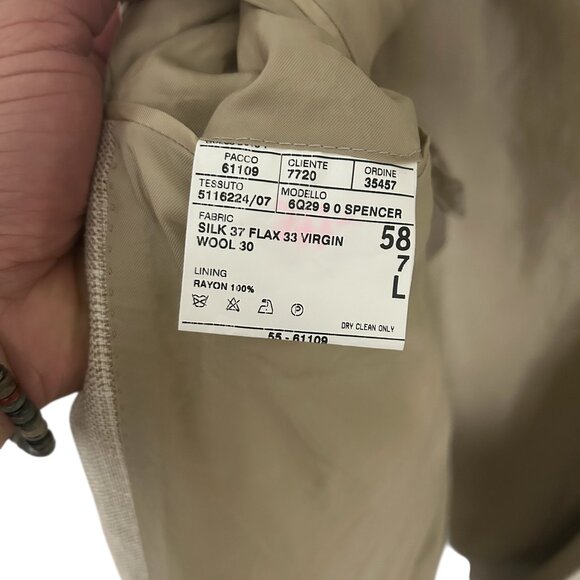 Mens Corneliani Flax Check Virgin Wool Button Jacket Italy Sport Coat Blazer 58R - Picture 6 of 6